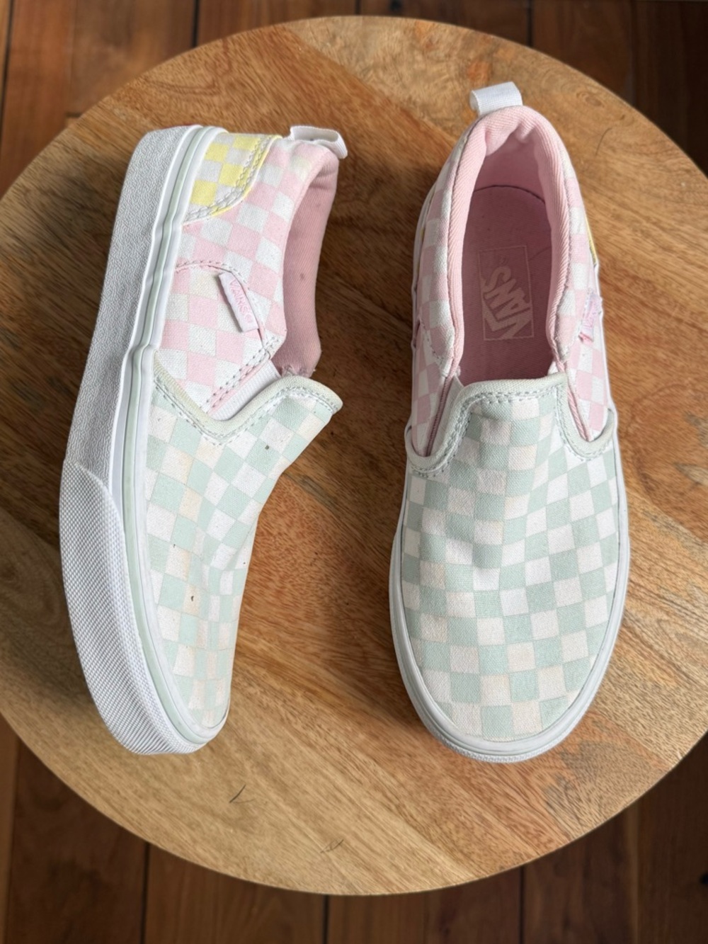 Vans Aster Slip-On Pastel Checkerboard Girls Sneakers Sz: 3